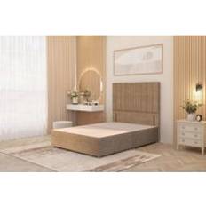 Beige Continental Beds Somnior Alexas Divan Base with 54 Floor Standing Headboard Plush Velvet Small Double Continental Bed