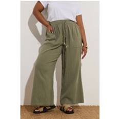 Wide trousers plus size Yours Beaded Wide Leg Trousers - Light Khaki