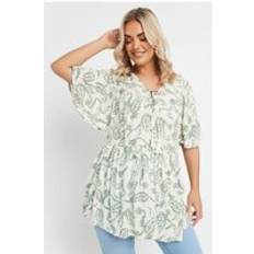 Green Blouses Yours Paisley Tie Front Top - Light Green