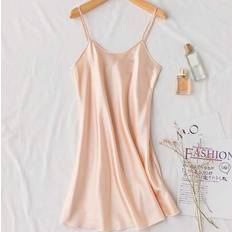 Satin Nattlinnen Shein Justerbar Strap Slip Dress Sommar Sovkläder - Champagne