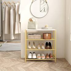 Gold Shoe Racks Ophelia & Co 4-Tier Industrial Metal Shoe Storage Organizer Gold 9 Shoe Rack