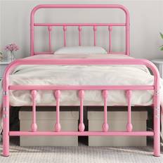 Yaheetech Metal with Vintage Headboard - Pink (Single) Frame Bed