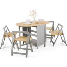VonHaus Firbeck Folding Table and Chair 4 Grey Dining Set
