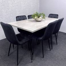 Kosy Koala 6 Seater Grey and Black Dining Set 77x117cm 7pcs
