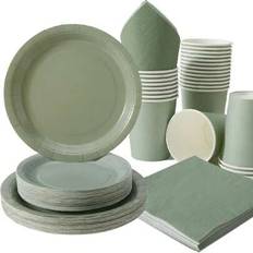 Disposable Plates on sale Shein Set Of 25pcs Sage Green Color Disposable Plates