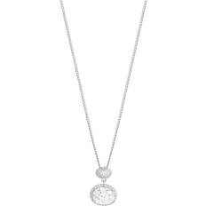 Rhodium Plated Charms & Pendants Jon Richard Cubic Zirconia Micro Pave Oval Pendant - Silver