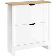 White Storage Cabinets Homcom Sicily 12-Shoe 4 Shelves 2 Drawers Storage Cabinet