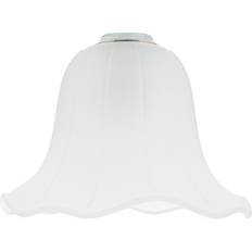 Pair of Frosted White Lined Glass Shades with Traditional Shape for E14 and E27 13cm H x 13cm W x 19cm D