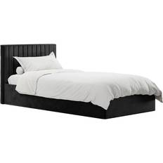 Hashtag Home Hucksley Upholstered Black Single Frame Bed