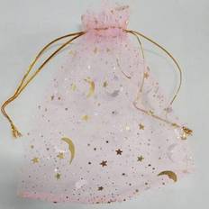 Gold Gift Bags Shein Gold Foil Organza Drawstring Stars Moon Print Gift Bag 10 Pcs