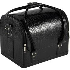 Makeup Cases Ivy Bronx PU Leather Makeup Case Cosmetics Box - Satin Black