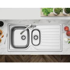Clearwater Verdi 1.5 Bowl and Drainer Stainless Steel Kitchen Sink 965 x 500 mm VE150