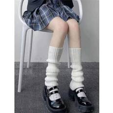White Arm & Leg Warmers Shein Lolita Leg Warmers Cute Flared Knitted Long Warmers Foot Cover - White