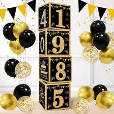 Table Decorations Shein 4 Pcs Set 27cm Black Gold 40th Birthday Surprise Box