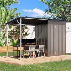 YODOLLA Outdoor 9.75 ft W x 3.31 ft D Metal Storage Shed Grey (Building Area )