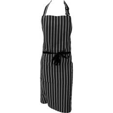 Aprons Dennys Unisex Cotton Striped Workwear Butchers - Black/White