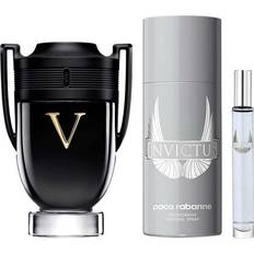 Rabanne Invictus Victory 3-Piece Tin Box Set for Men 3.4 Oz Eau De Parfum Extreme Natural Spray + 5.1 Oz Deodorant Spray + 0.34 Oz Eau De Toile