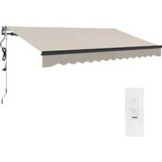 Beige Patio Awnings OutSunny Electric Retractable Awning 3.5 x 3 m Beige