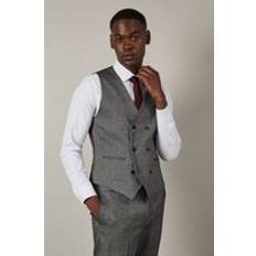 Burton Mens Grey Tweed Look Herringbone Slim Fit Waistcoat