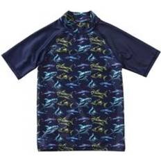 H2O Shark Short Sleeve Swim Rash Top - Dark Navy