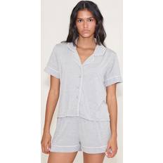 Grey Pyjamas PrettyLittleThing Modal Piping Short Pj Set - Grey Marl