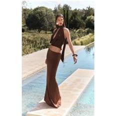 PrettyLittleThing Satin Maxi Skirt - Dark Chocolate
