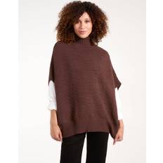 One Size Jumpers Blue Vanilla High Neck Oversized Ribbed Tabard Jumper - Brown