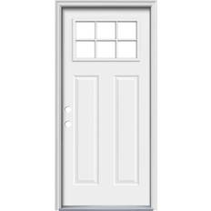 JELD-WEN 36-in 80-in x Steel Craftsman Right-hand Inswing Primed Prehung Front with Brickmould Insulating Core External Door (x)