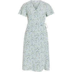 Vila Vilovie Short Sleeved Wrap Dress - Kentucky Blue
