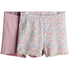 H&M Ribbed Cotton Cycling Shorts 2-pack - Pink/Floral (1262117002)