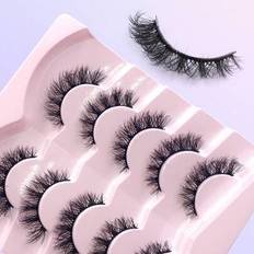 Shein 5 Pairs Fluffy Faux Mink Lashes Wispy False Eyelashes Thick Volume Fake Lashes Curly Fake Eyelashes