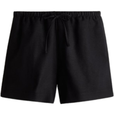 H&M Linen-Blend Drawstring Shorts - Black
