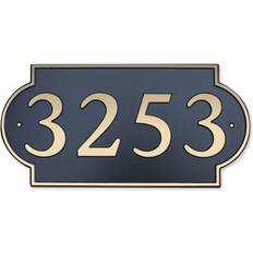 Facade Numbers 2-Line Wall Address Plaque 6.0 H x 12.0 W x 0.25 D in Green/Blue
