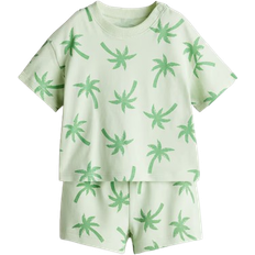 12-18M Övriga sets Barnkläder H&M Baby 2-delat Bomullsset - Ljusgrön/Palmer