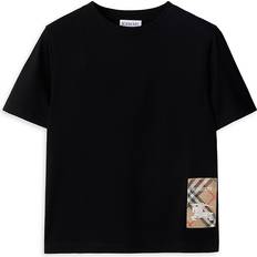 Kids Check Label Cotton T-shirt - Black