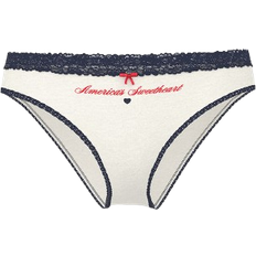 PINK Cotton Lace Trim Cheeky Panty - Winter White Americas Sweetheart Graphic