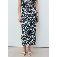 Mango Kjolar Mango Printed Skirt With Knot Detail Dam - Light Beige