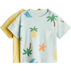 H&M T-shirt i Bomull 2-pack - Ljusturkos/Strand (1265910007)