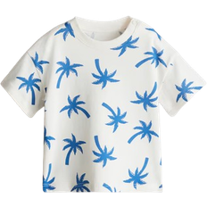 H&M Printed Cotton T-shirt - White/Palm Trees (1268566014)