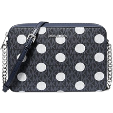 Michael Kors Jet Set Large Polka Dot Signature Logo Crossbody Bag - Navy