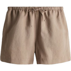 H&M Linen Blend Drawstring Shorts - Dark Beige