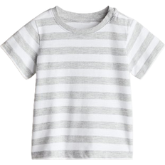 H&M Baby T-shirt I Bomullstrikå - Ljusgrå/Randig