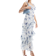 New Look Ruffle Asymetric Midi Dress - Blue