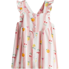 H&M Flounce-trimmed Cotton Dress - Light Pink/Fruits (1123540011)