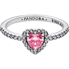 Pandora Elevated Heart Ring - Silver/Pink/Transparent