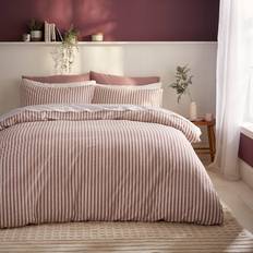 Dunelm Portloe Stripe Cotton & Pillowcase Set - Mulberry Duvet Cover Purple, White (260x220cm)