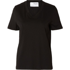 Selected Femme Classic V-Neck T-shirt - Black
