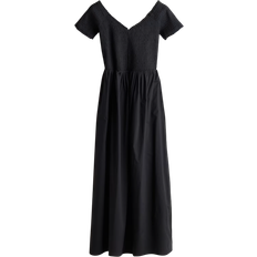 H&M Smocked Off-The-Shoulder Dress - Black