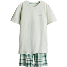 H&M Cotton Jersey Pyjamas - Light Green/Checked (1274555003)
