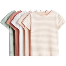 H&M Cotton T-shirts 5-pack - Peach/Light Green (1022628038)